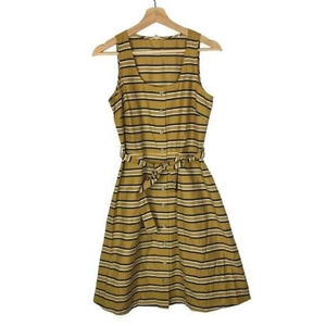 Bridge & Burn Mustard Yellow Stripe Fit & Flare Knee Length Dress S